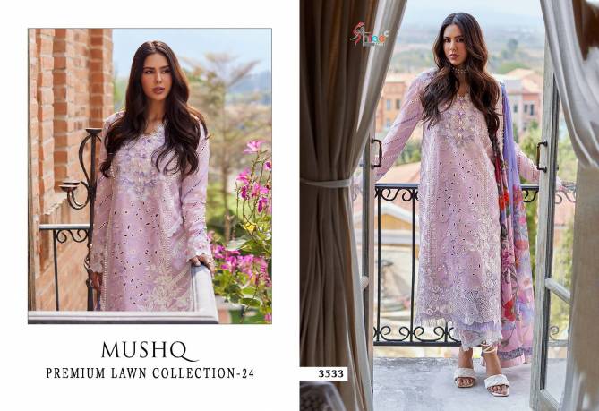 Mushq Premium Lawn Collection 24 By Shree Cambric Cotton Pakistani Suits Wholesale Price In Surat
